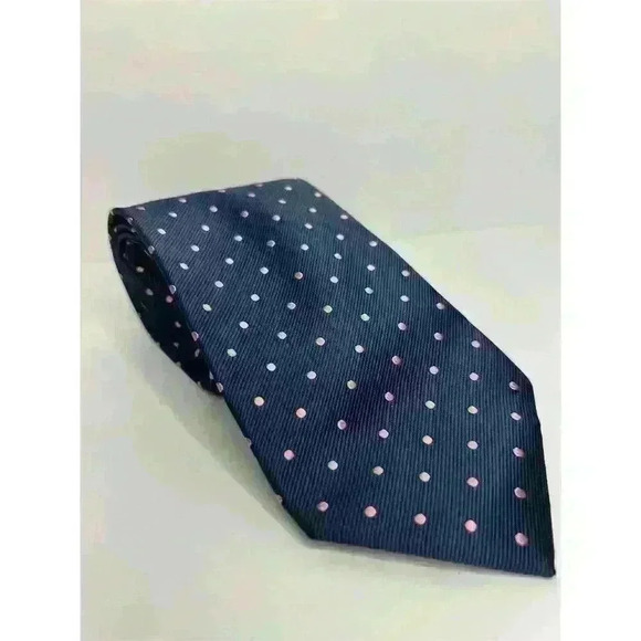 Jos A Bank Men's Navy Blue Silk Polka Dot Slim Tie - Picture 1 of 3
